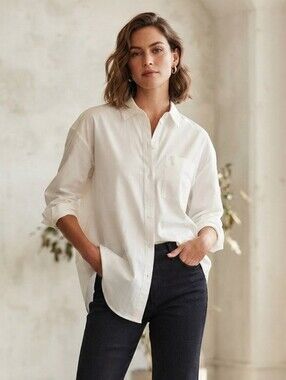 Hotouch White Button-Up Shirt Women’s Size Small